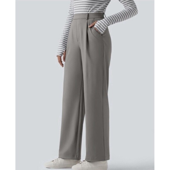 HALARA Pants - Halara Womens High Waisted Wide Leg Trouser Pants Gray Pleated Size Small NWOT